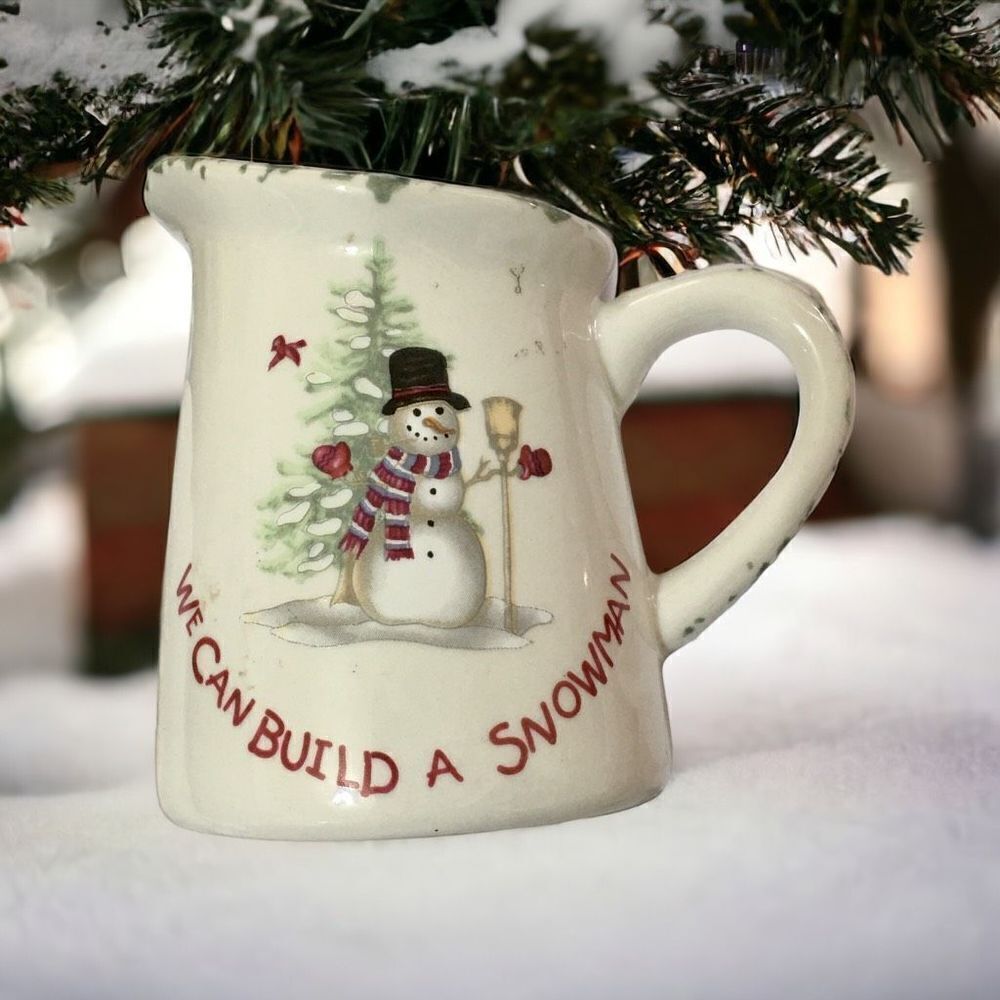 Ceramic We Can Build A Snowman Creamer Pitcher